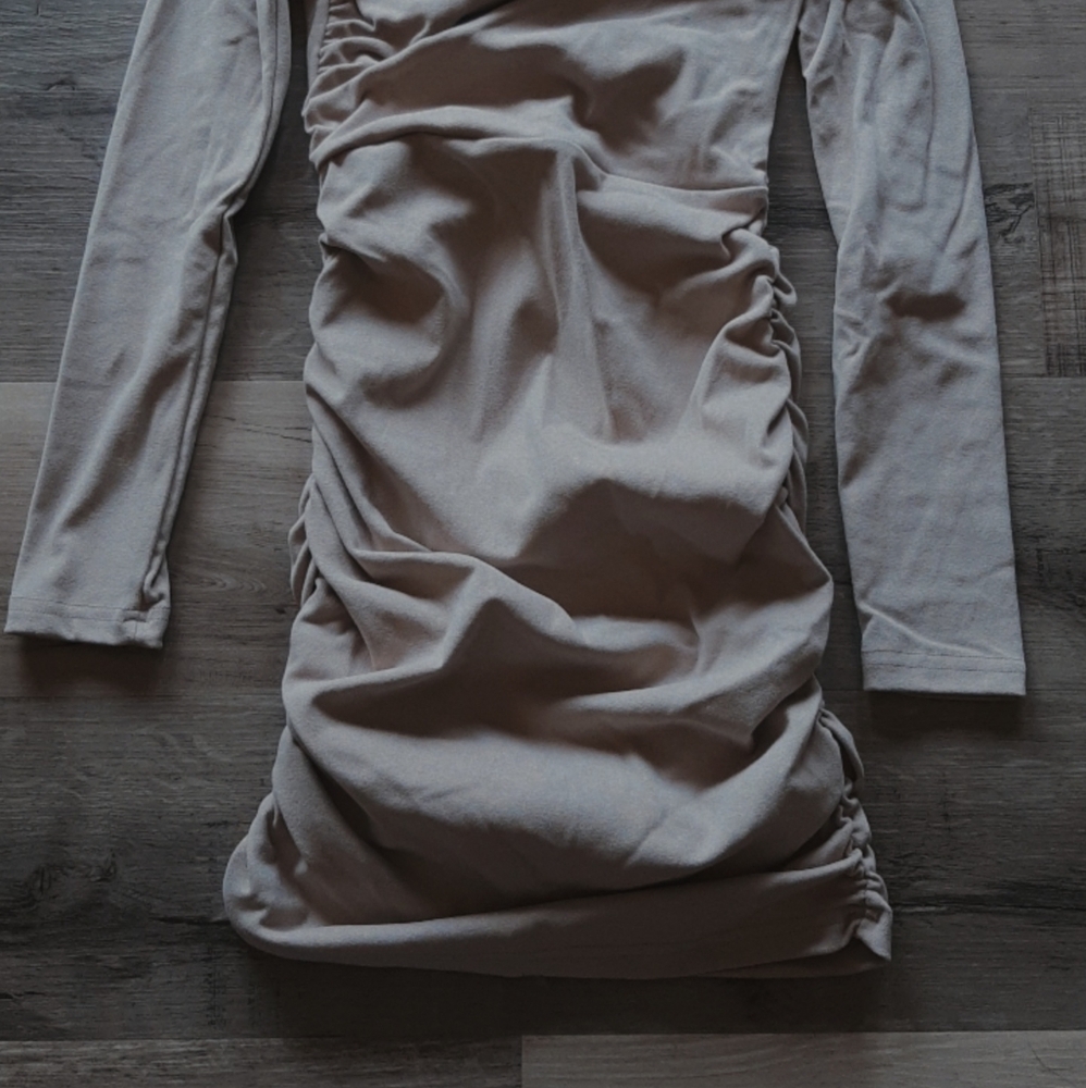 Long Sleeve Beige Dress - Picture 2 of 2
